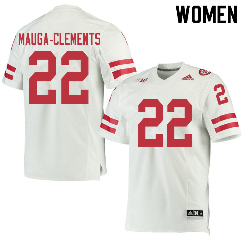 Women #22 Eteva Mauga-Clements Nebraska Cornhuskers College Football Jerseys Sale-White